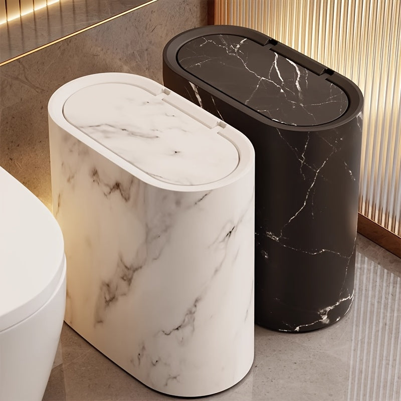 Elegant Oval Waste Bin with Stylish Marble Finish
