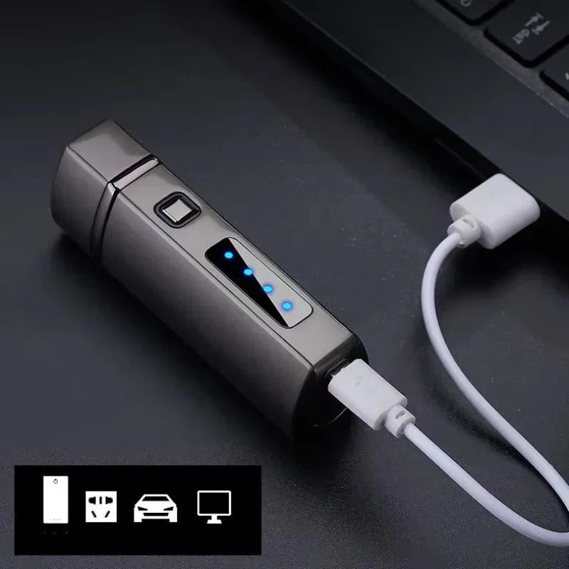 Trio Flame Igniter with USB Rechargeable Feature | Elegant Metal Design for Candles and Cigars