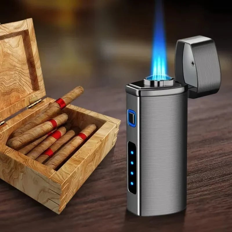 Trio Flame Igniter with USB Rechargeable Feature | Elegant Metal Design for Candles and Cigars