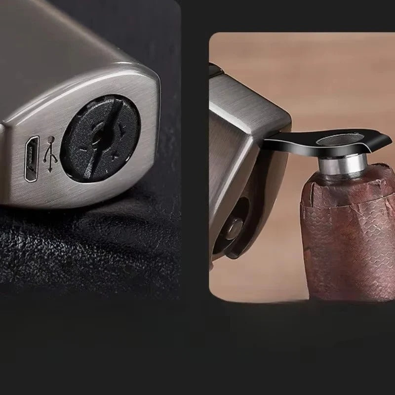 Trio Flame Igniter with USB Rechargeable Feature | Elegant Metal Design for Candles and Cigars