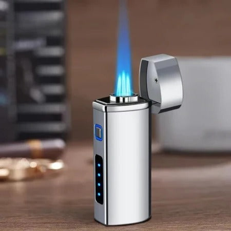 Trio Flame Igniter with USB Rechargeable Feature | Elegant Metal Design for Candles and Cigars
