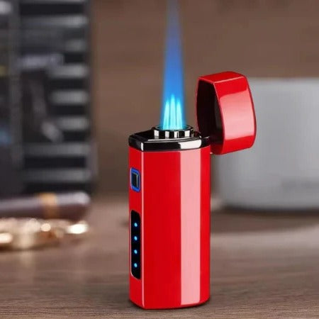 Trio Flame Igniter with USB Rechargeable Feature | Elegant Metal Design for Candles and Cigars
