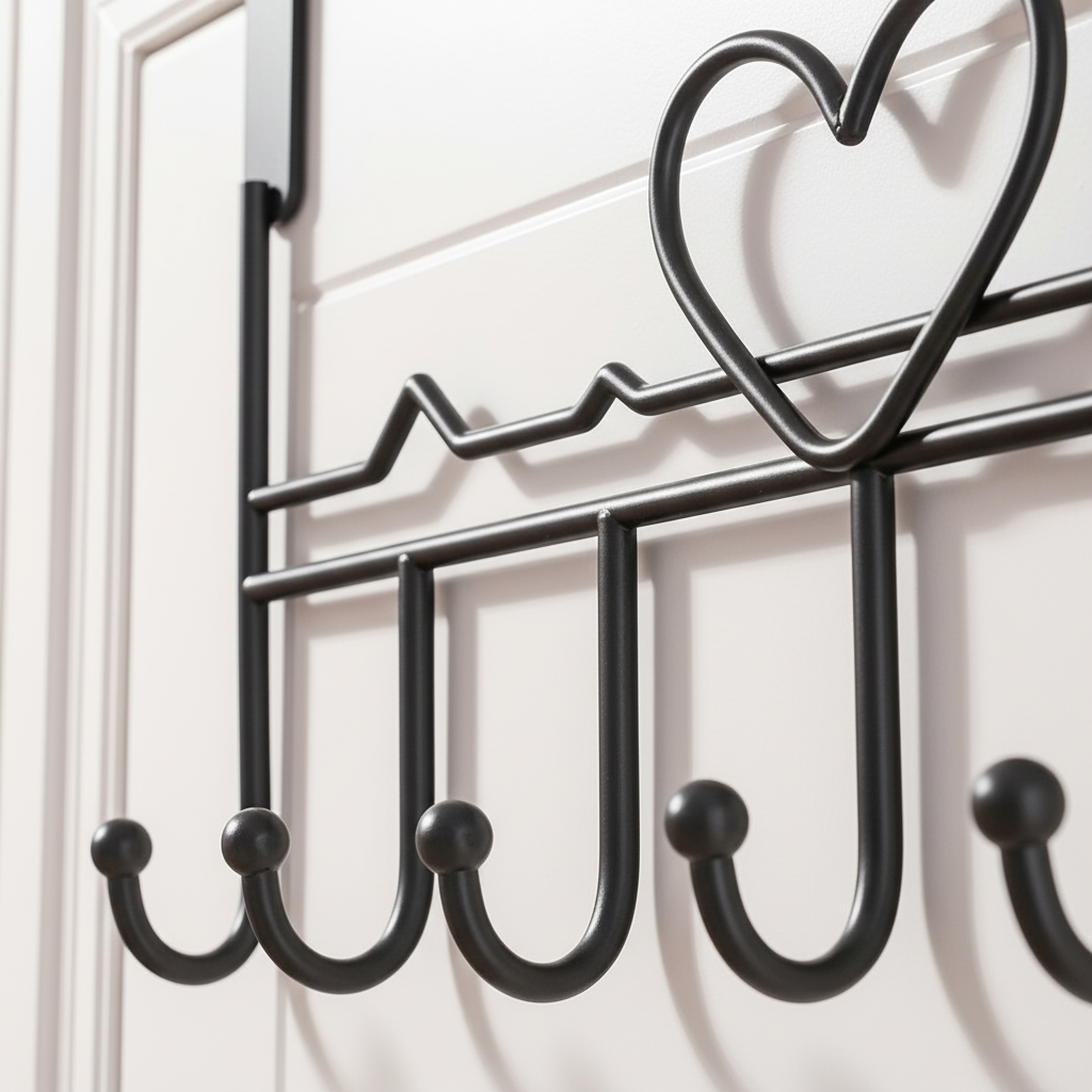 Door-Mounted Metal Hook for Wardrobe Hanging