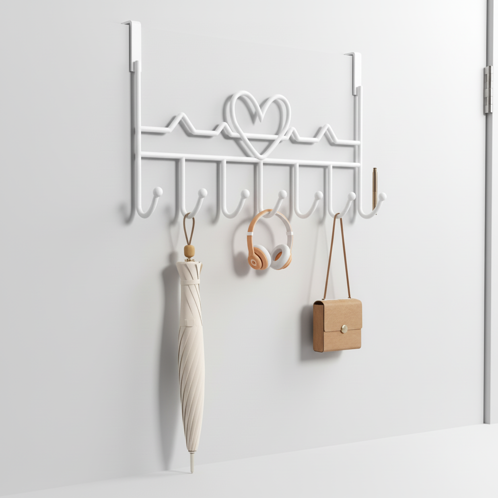 Door-Mounted Metal Hook for Wardrobe Hanging