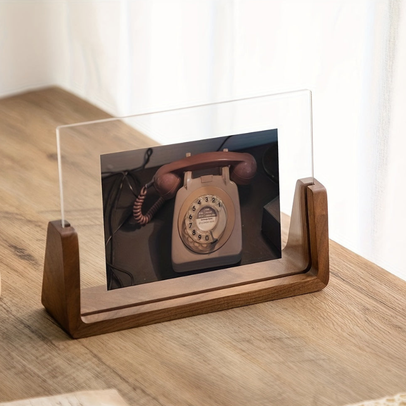 Elegant U-Shape Acrylic Display Frame with Wooden Base