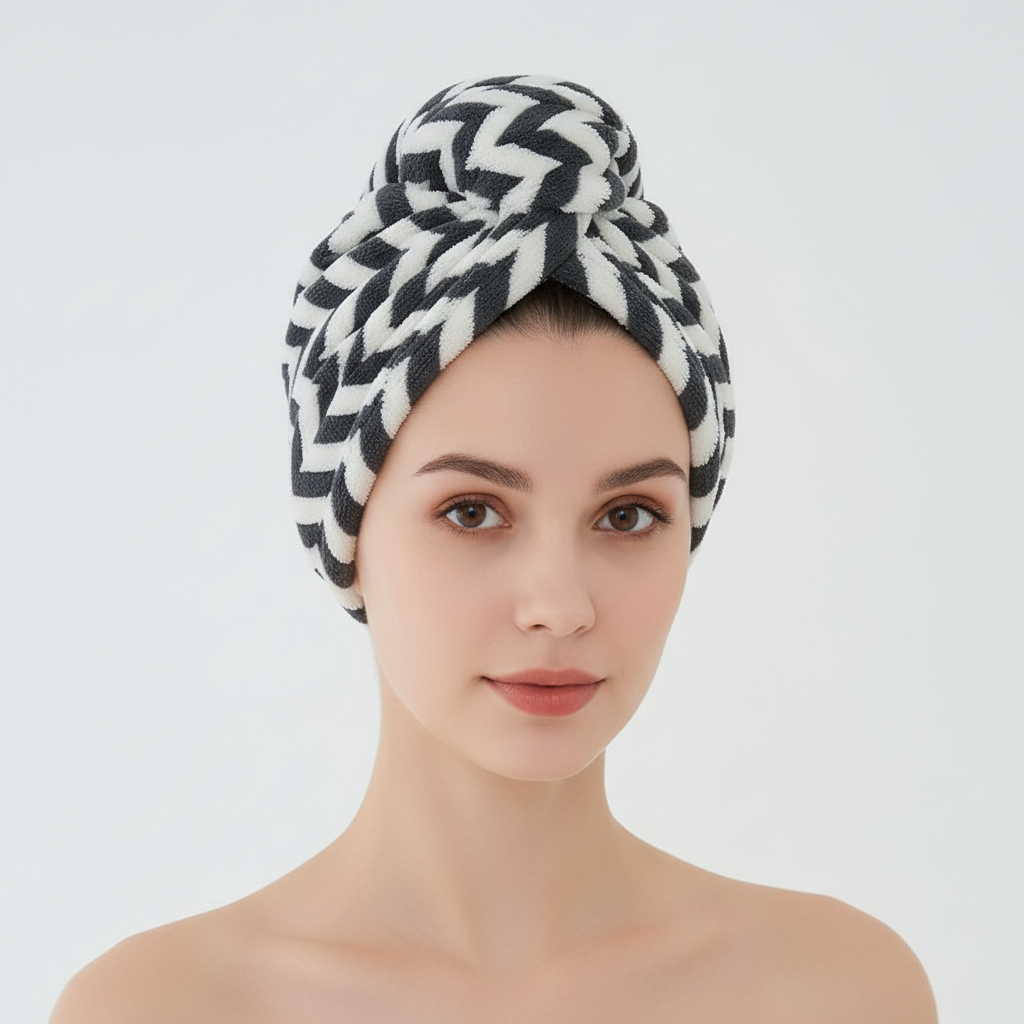 Striped Oversized Hair Drying Turban Towel