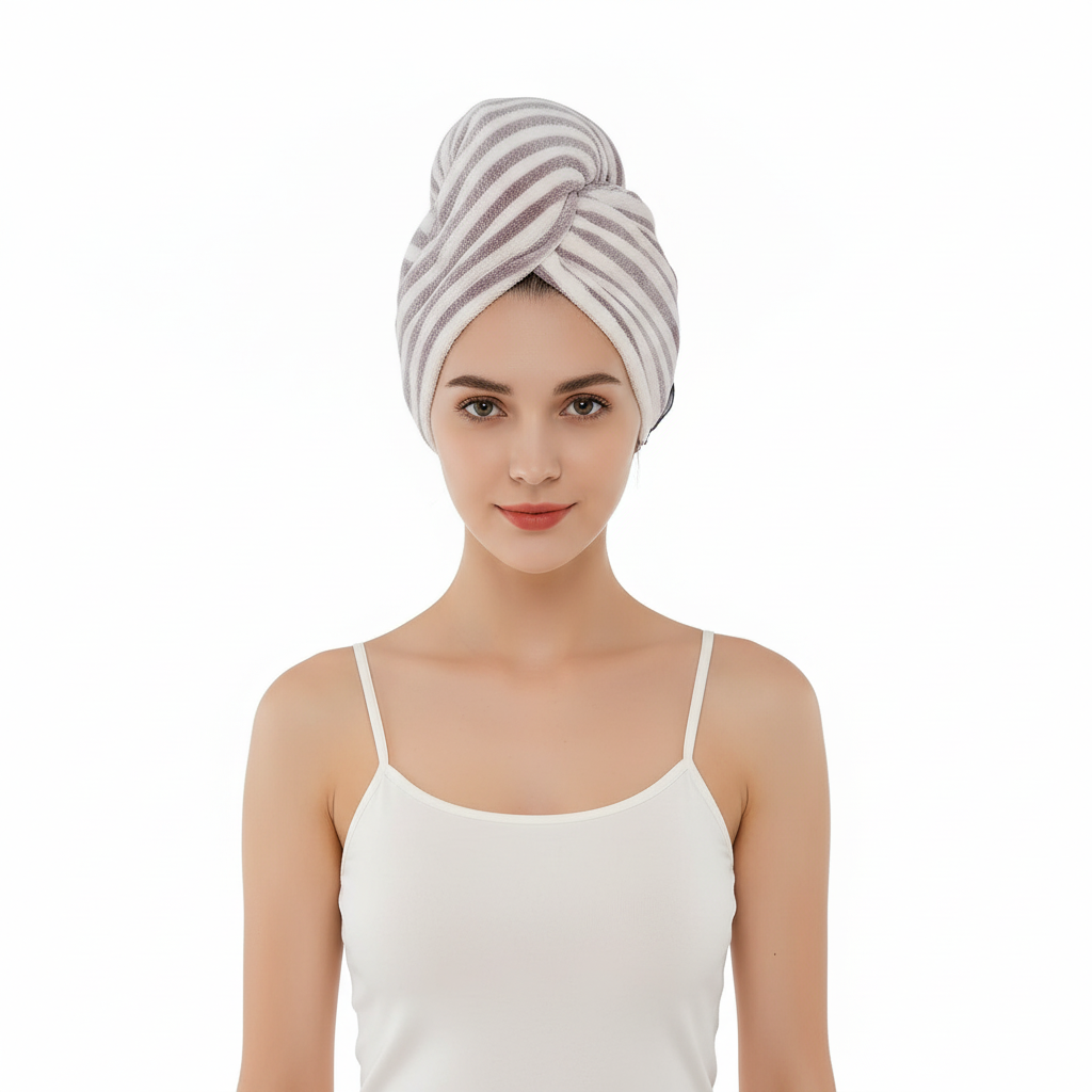 Striped Oversized Hair Drying Turban Towel