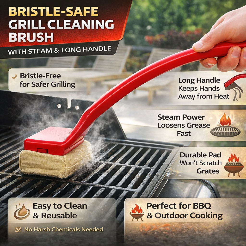 Effortless BBQ Cleaning Tool | Steam-Powered Grill Brush