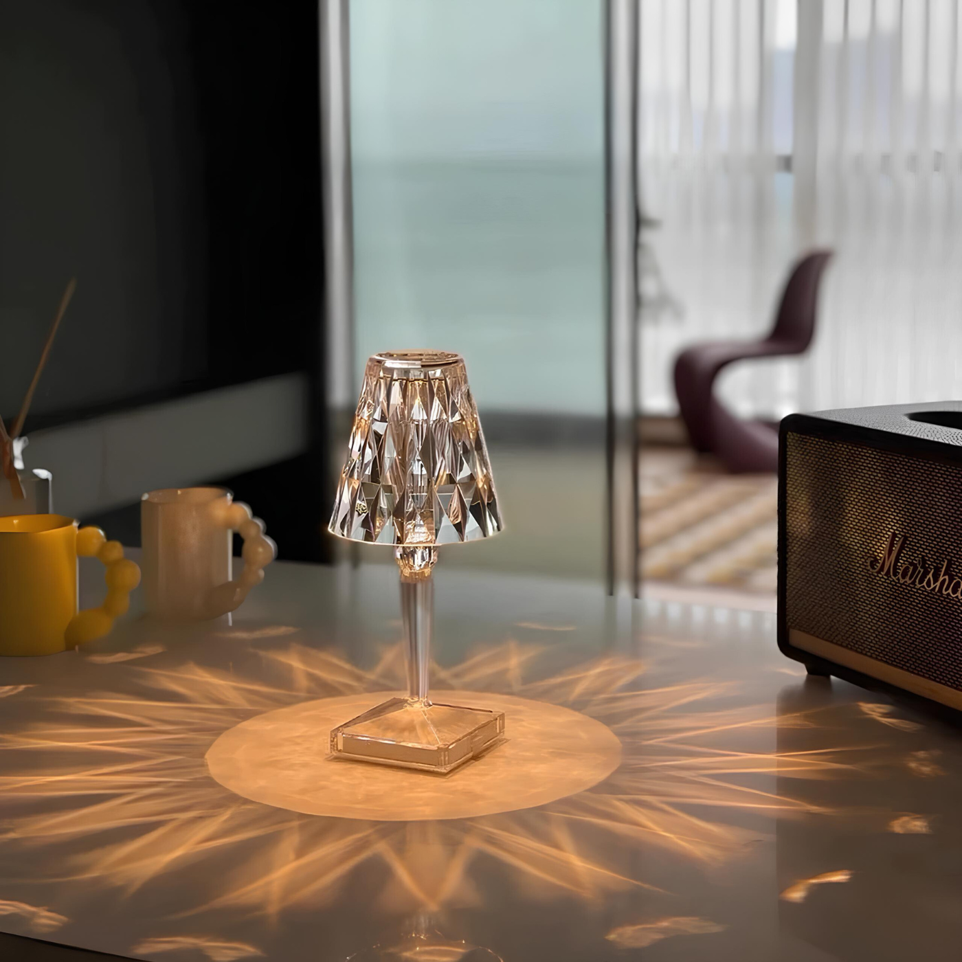 Touch-Controlled Crystal Lamp for Tables