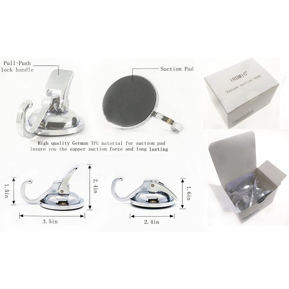 Reliable Storage Hooks | 2-Pack Heavy-Duty Suction Cup Holders