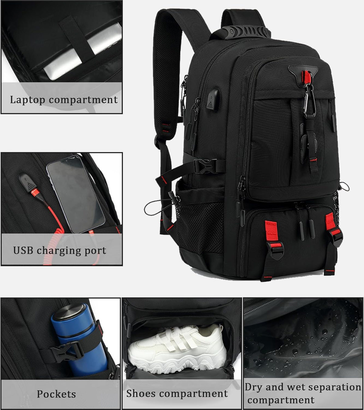 All-in-One Waterproof Travel Backpack | 60L with USB Port & Shoe Storage