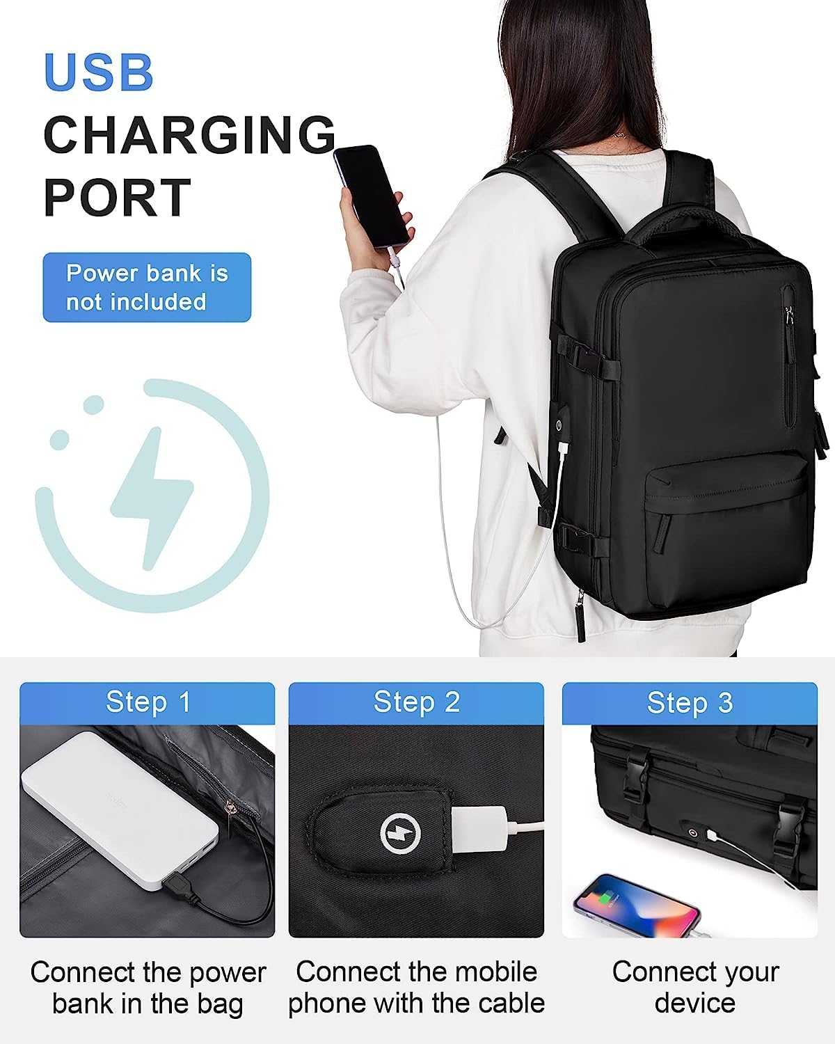 All-Weather Travel Backpack with Shoe Storage & Charging Port