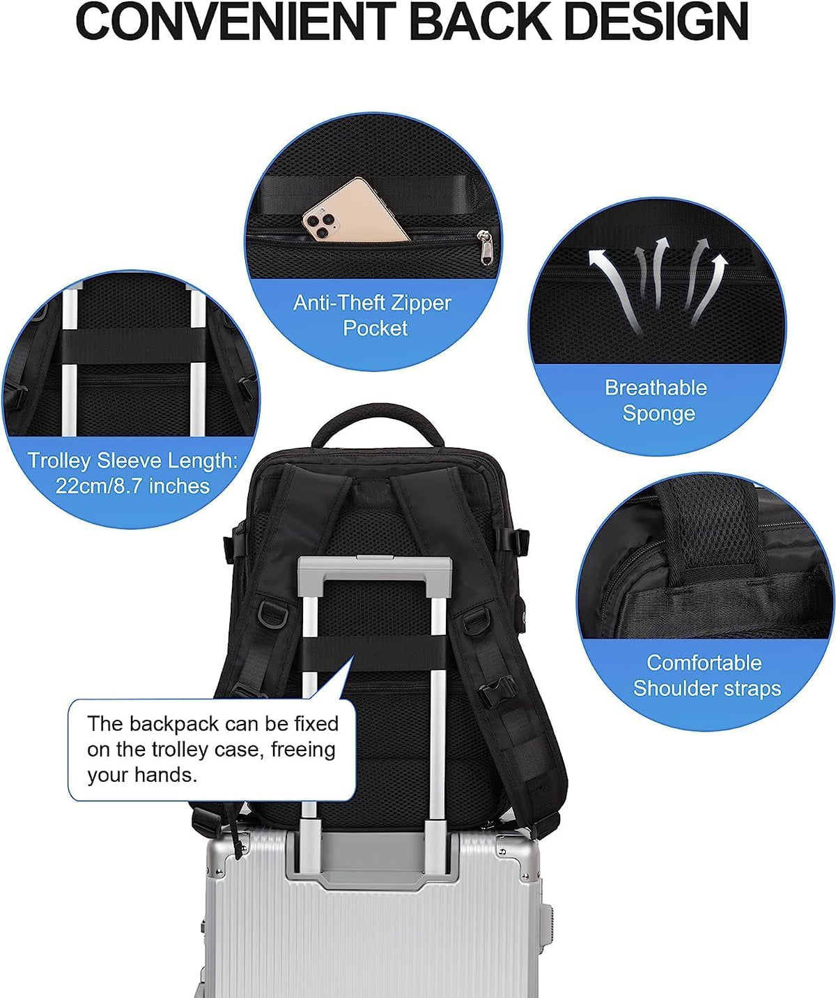 All-Weather Travel Backpack with Shoe Storage & Charging Port