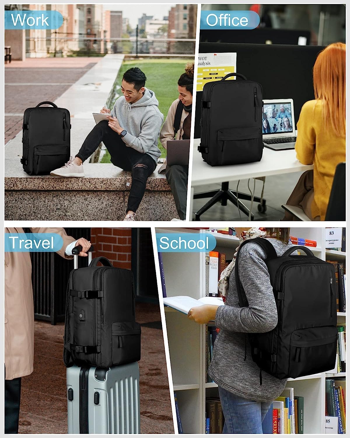 All-Weather Travel Backpack with Shoe Storage & Charging Port