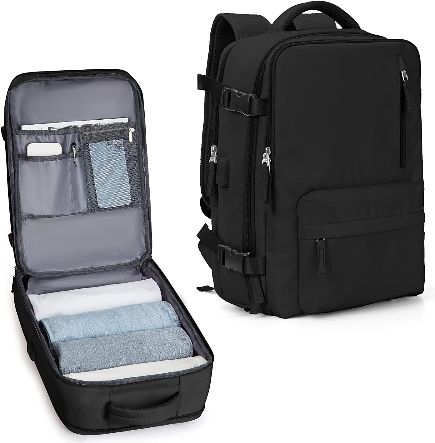 All-Weather Travel Backpack with Shoe Storage & Charging Port