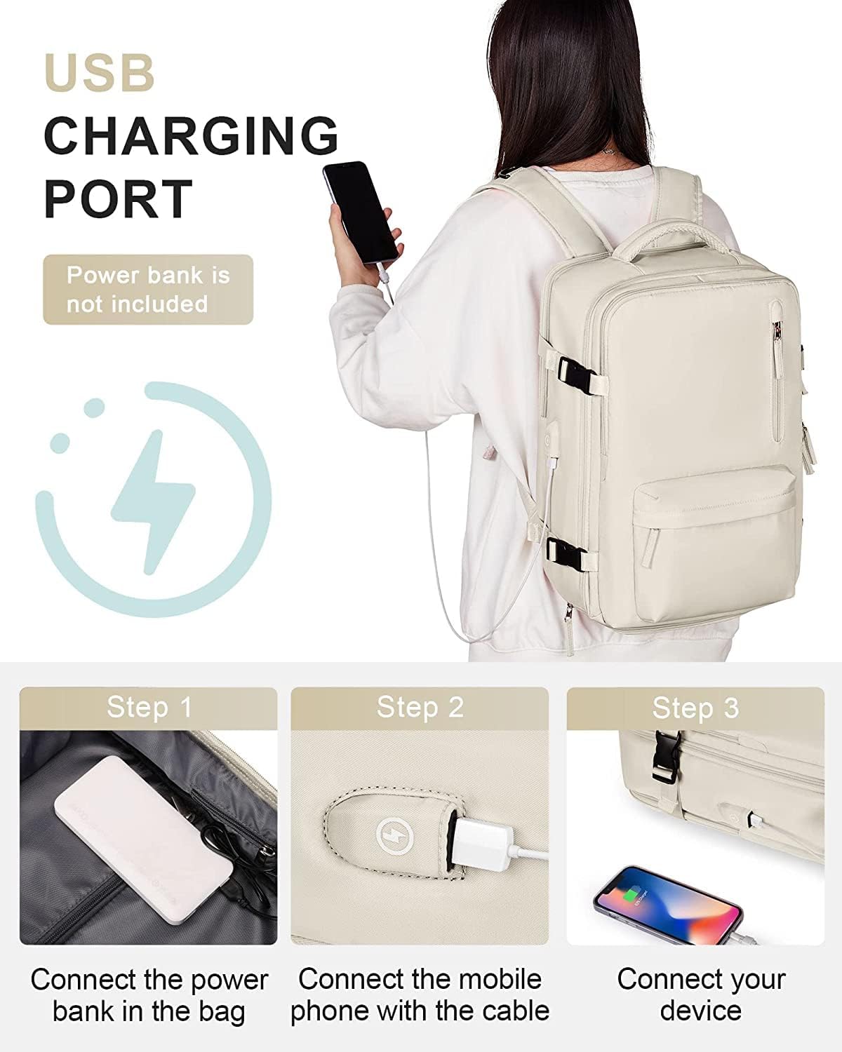 All-Weather Travel Backpack with Shoe Storage & Charging Port