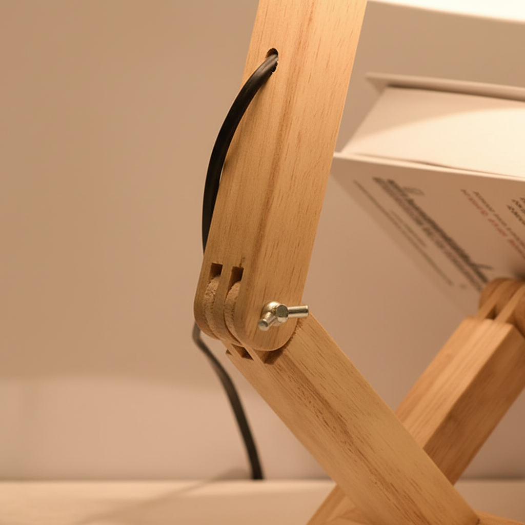 Wooden Table Lamp with Adjustable Height