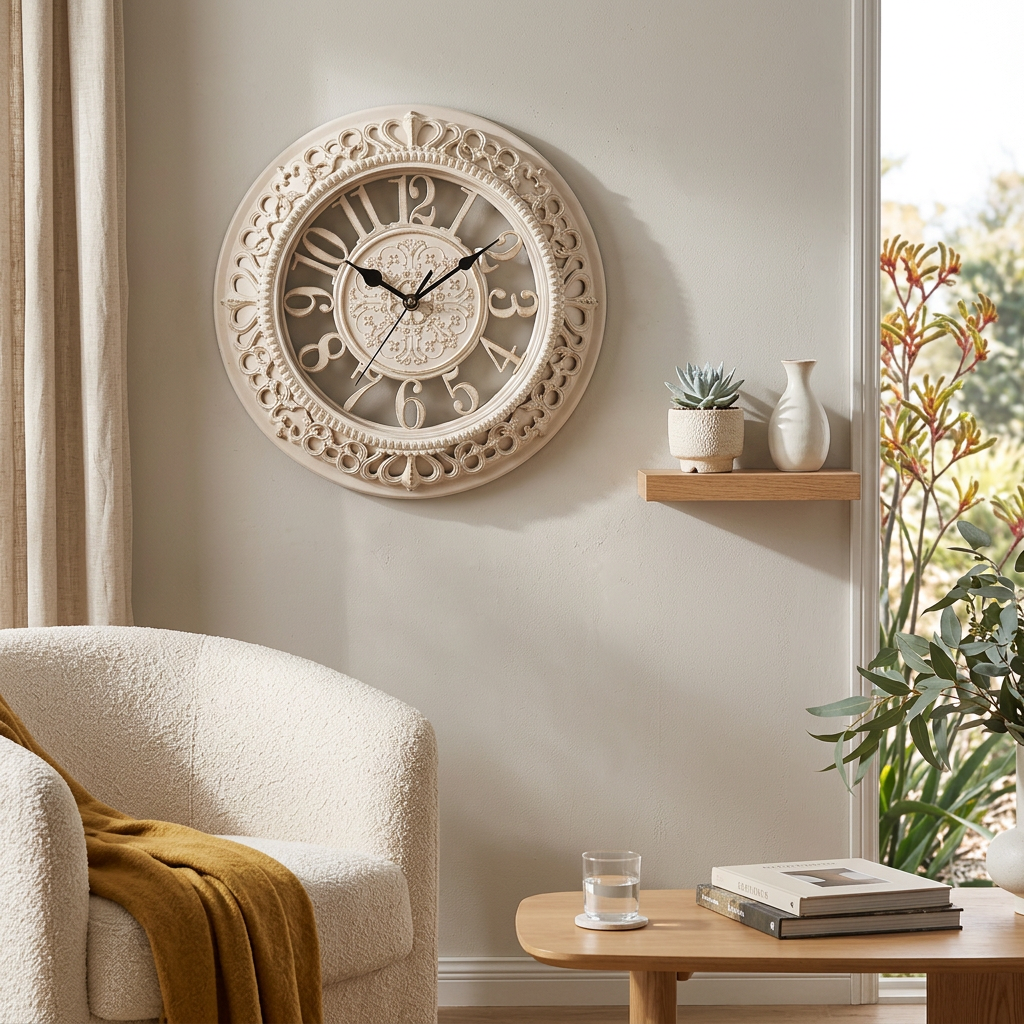 Elegant Retro Wall Clock with Intricate Resin Frame
