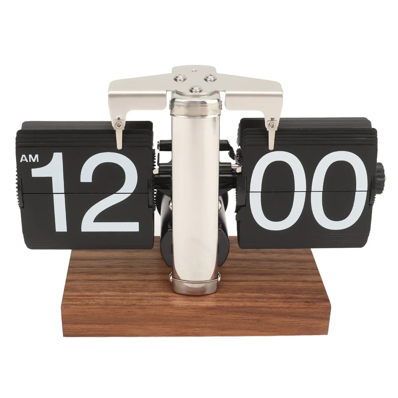 Retro Mechanical Flip Clock with Stylish Wood Finish