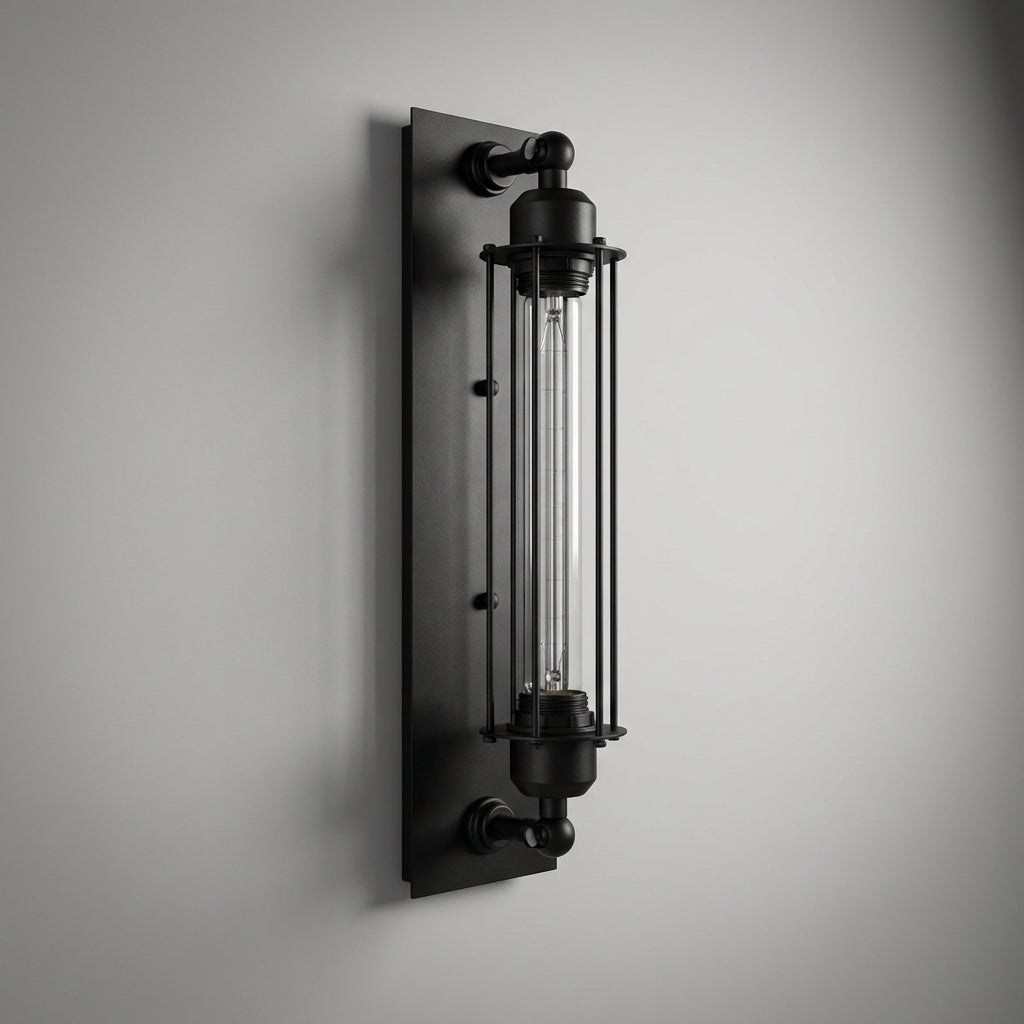 Rustic Chic Wall Light Fixture with Protective Metal Guard