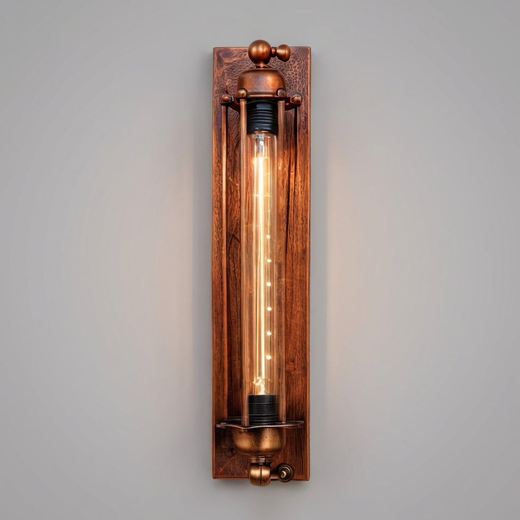Rustic Chic Wall Light Fixture with Protective Metal Guard