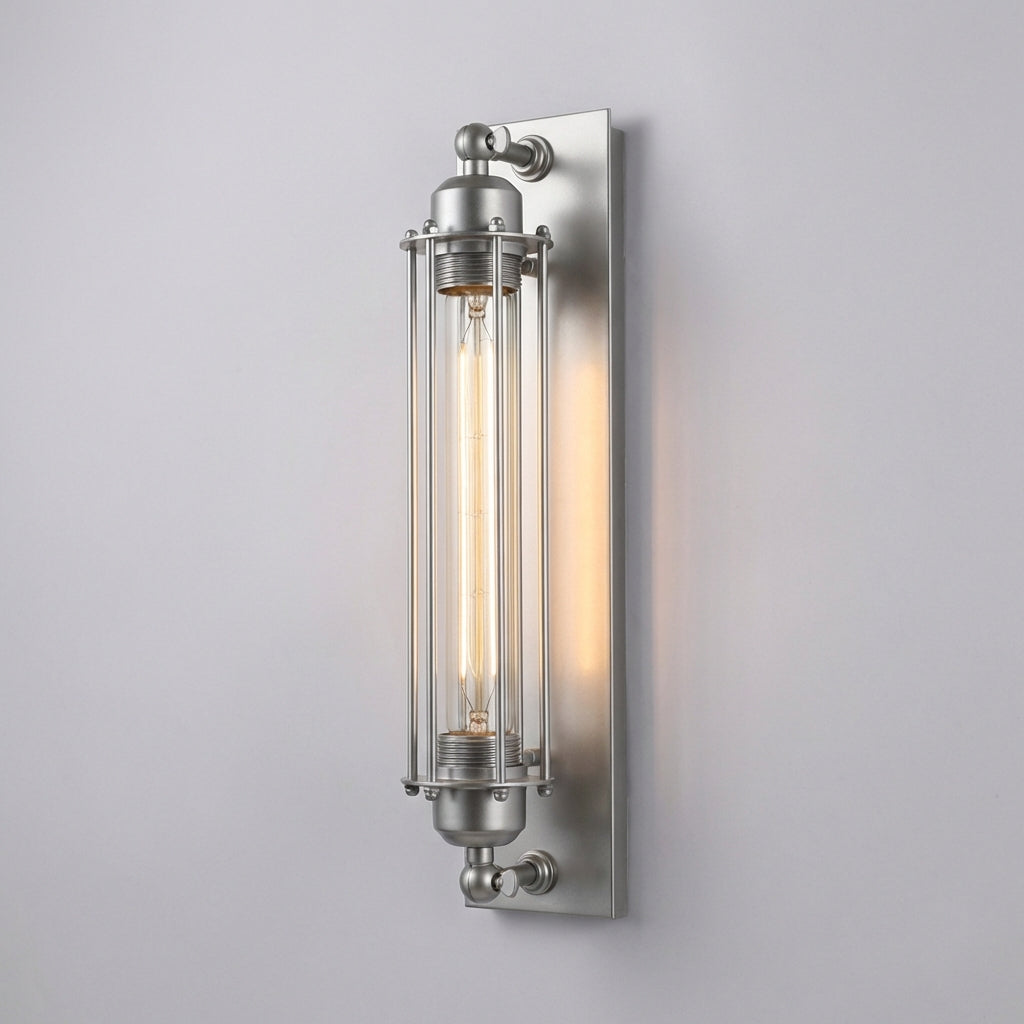 Rustic Chic Wall Light Fixture with Protective Metal Guard