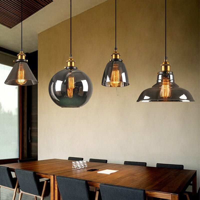 Industrial Style Glass Pendant Lamp - Vintage Design