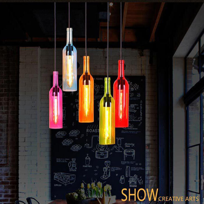 ChromaGlow | Vibrant Glass Industrial Hanging Light Fixture