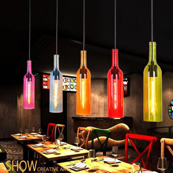 ChromaGlow | Vibrant Glass Industrial Hanging Light Fixture