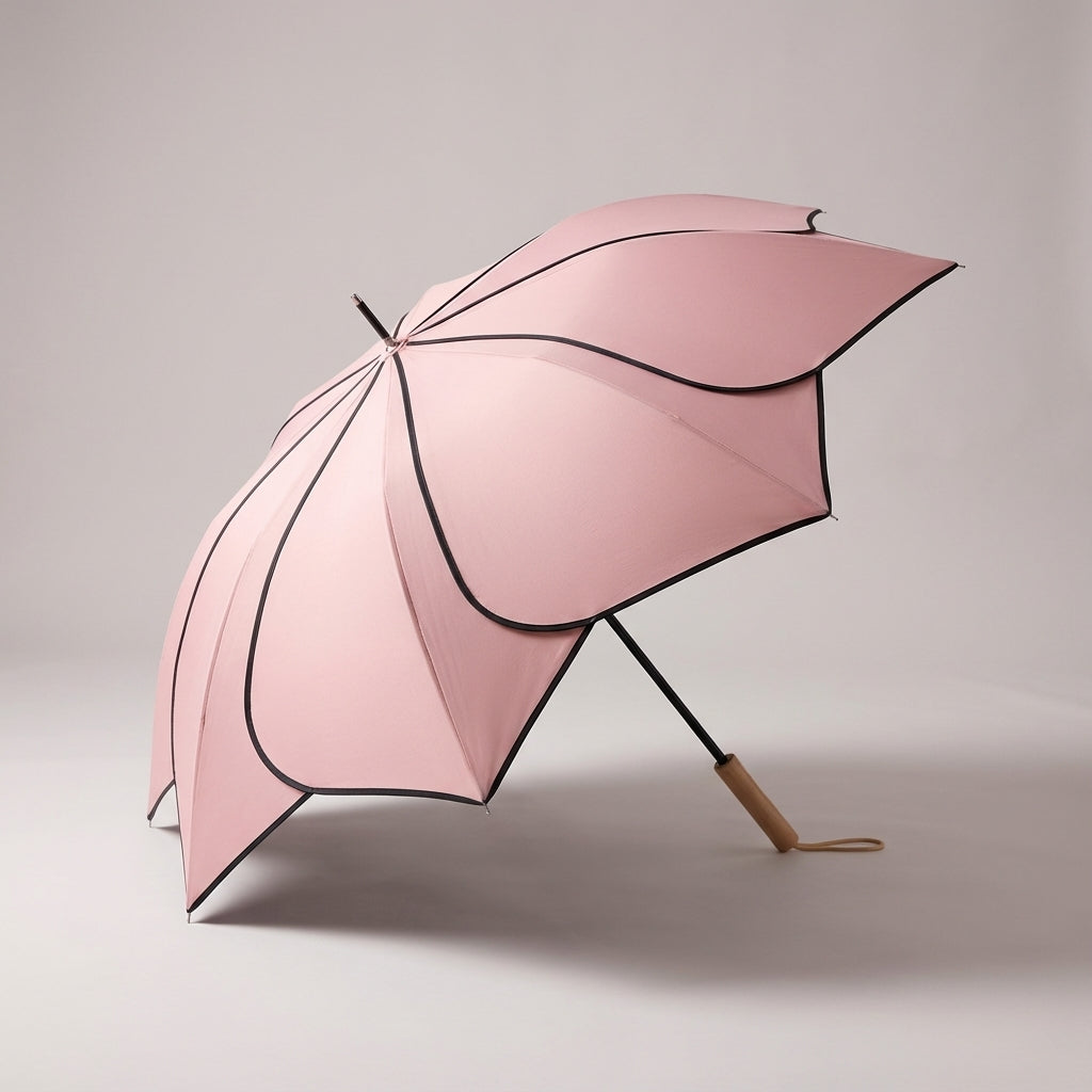 Floral Pattern Women's Umbrella – Wooden Handle