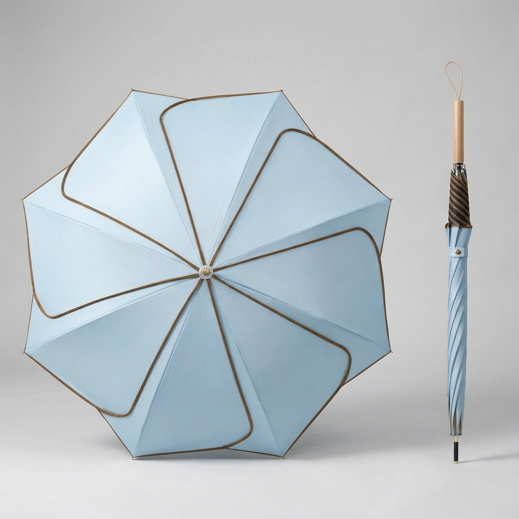 Floral Pattern Women's Umbrella – Wooden Handle