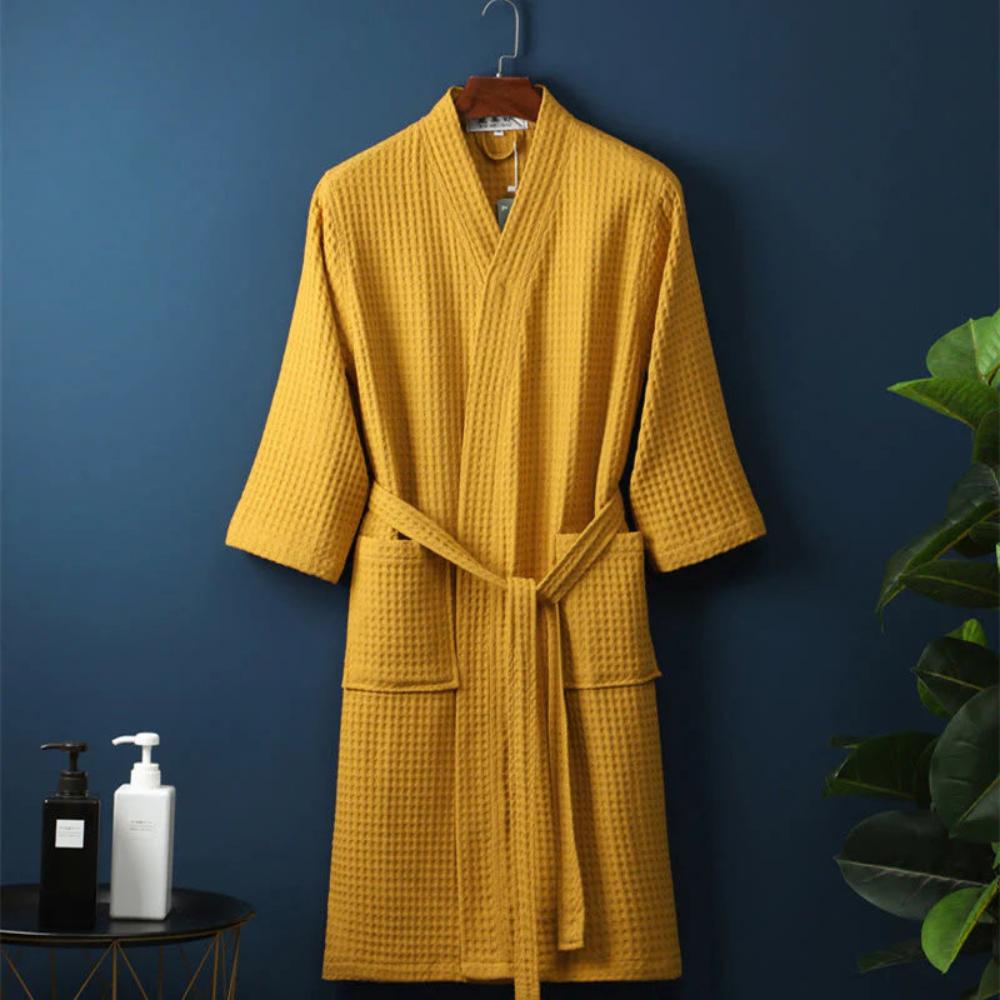 Cozy Cotton Waffle Bathrobe with Adjustable Fit and Pockets