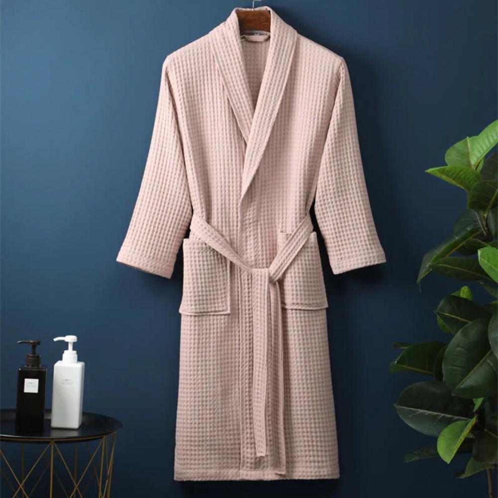 Cozy Cotton Waffle Bathrobe with Adjustable Fit and Pockets
