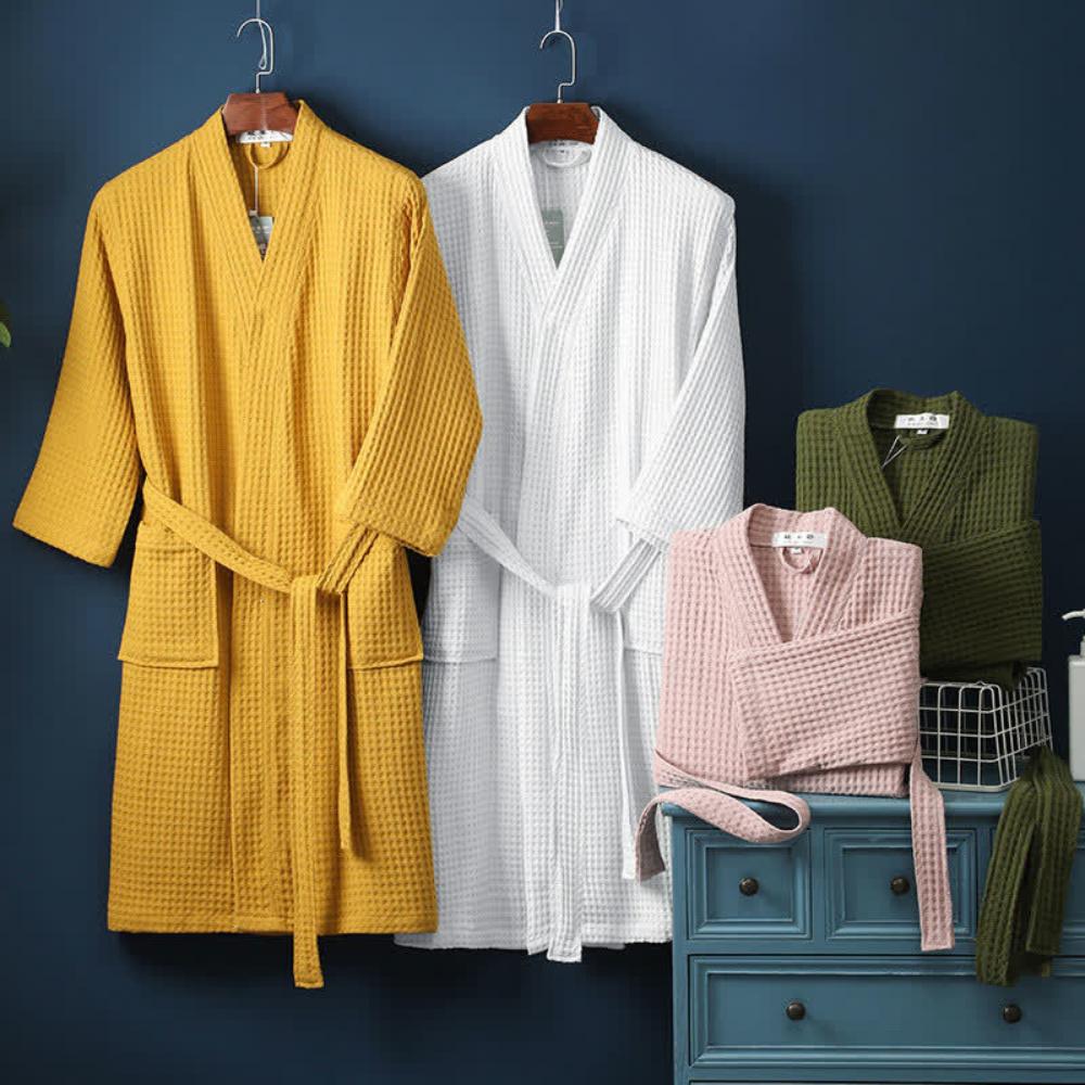 Cozy Cotton Waffle Bathrobe with Adjustable Fit and Pockets