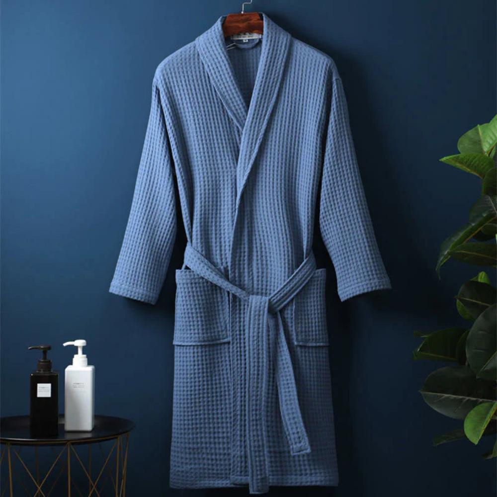 Cozy Cotton Waffle Bathrobe with Adjustable Fit and Pockets