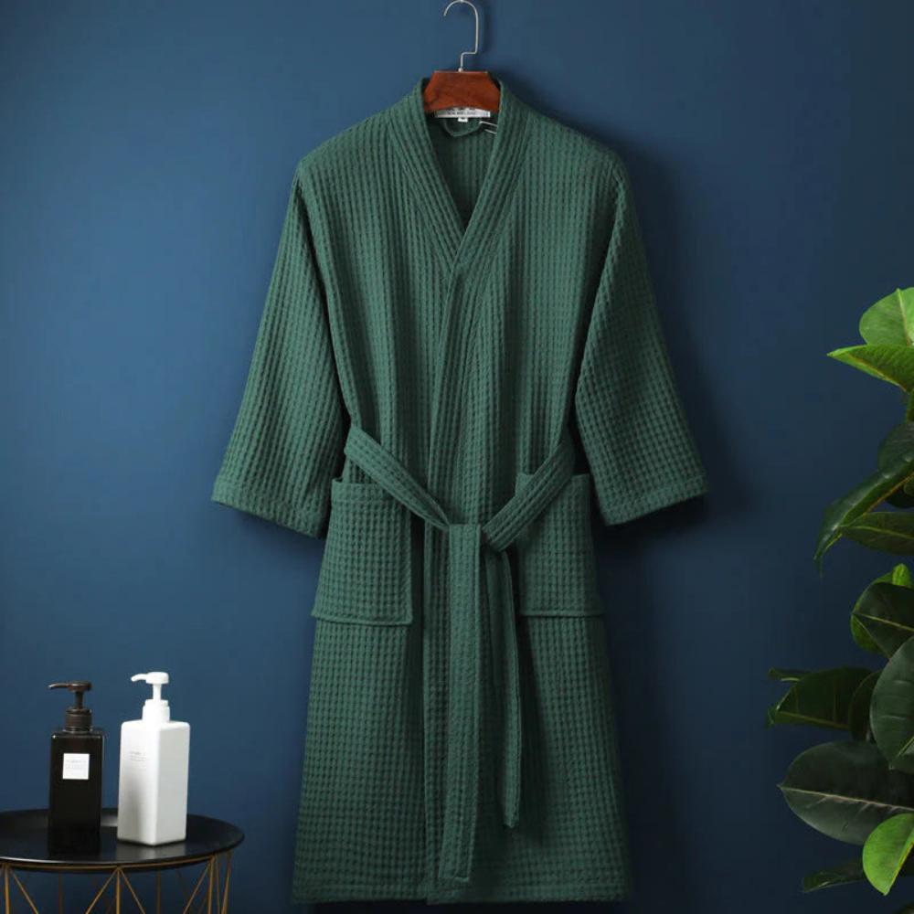 Cozy Cotton Waffle Bathrobe with Adjustable Fit and Pockets