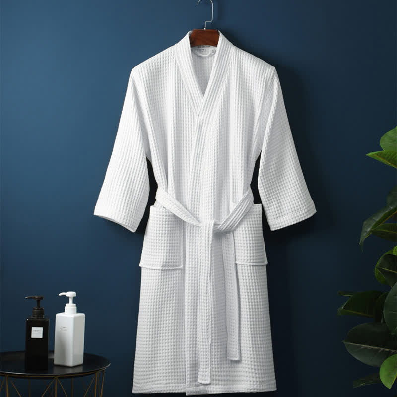 Cozy Cotton Waffle Bathrobe with Adjustable Fit and Pockets