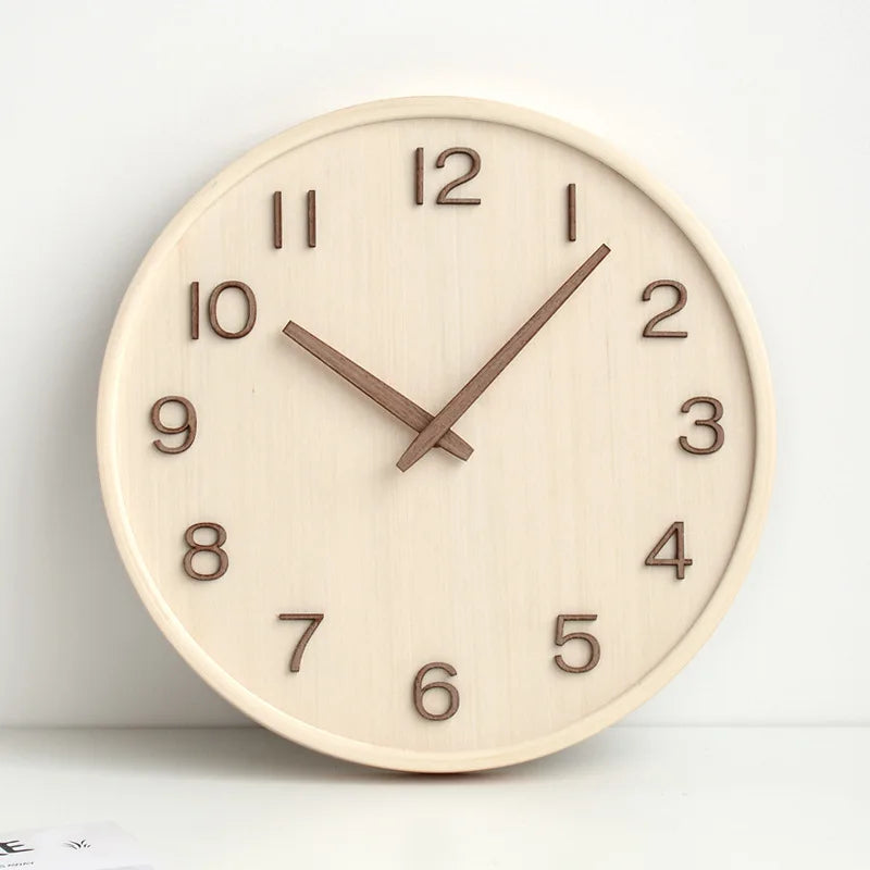 Elegant 30 cm Round Wooden Wall Clock for Home & Office