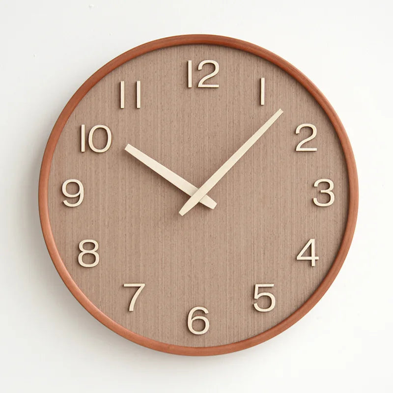 Elegant 30 cm Round Wooden Wall Clock for Home & Office
