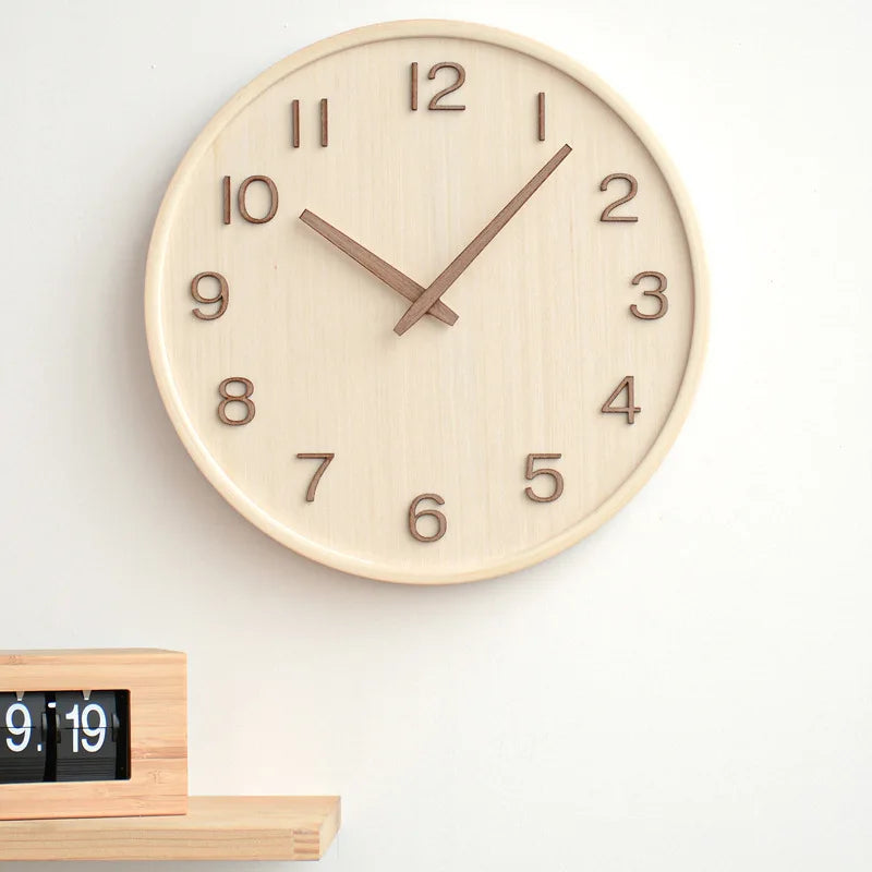 Elegant 30 cm Round Wooden Wall Clock for Home & Office