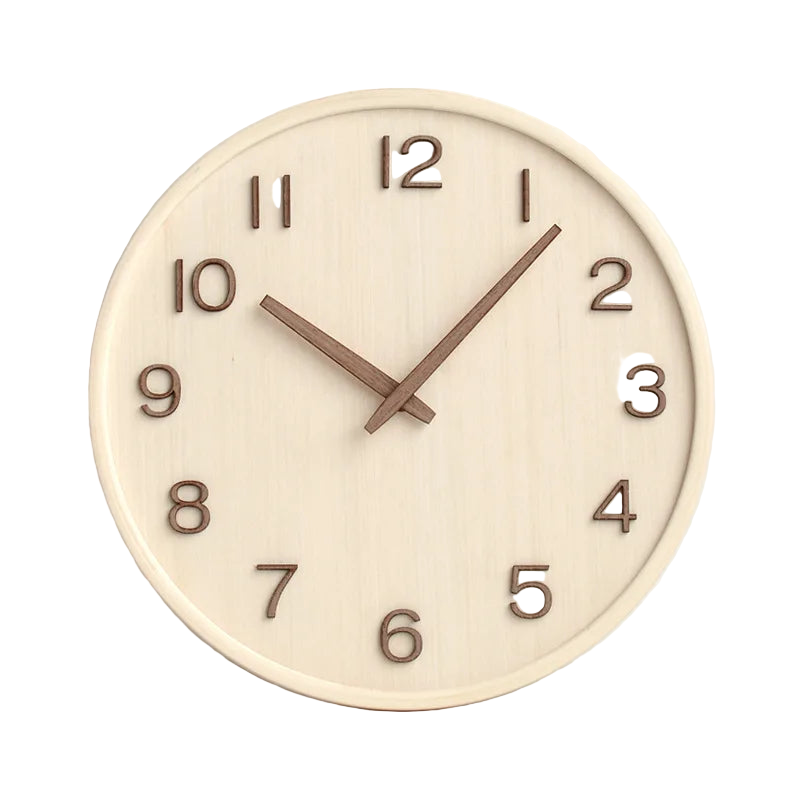 Elegant 30 cm Round Wooden Wall Clock for Home & Office