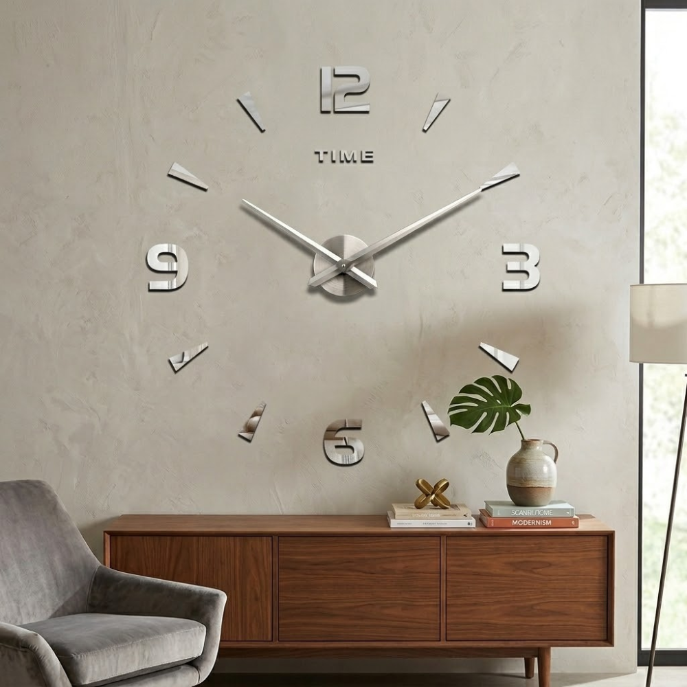 Contemporary Silent Wall Clock - Battery Powered Decor
