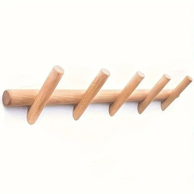 Elegant Oak Wall Organizer with Choice of Pegs for Versatile Storage