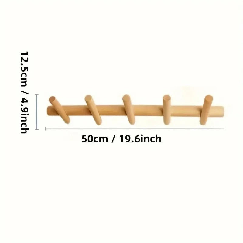 Elegant Oak Wall Organizer with Choice of Pegs for Versatile Storage