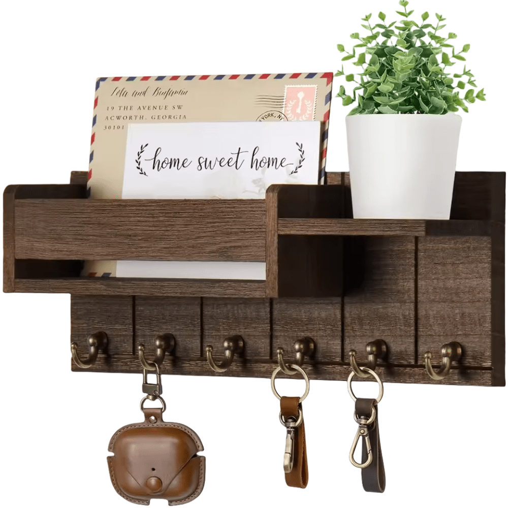 Elegant Wall Storage Solutions with Mail Slot and Hooks