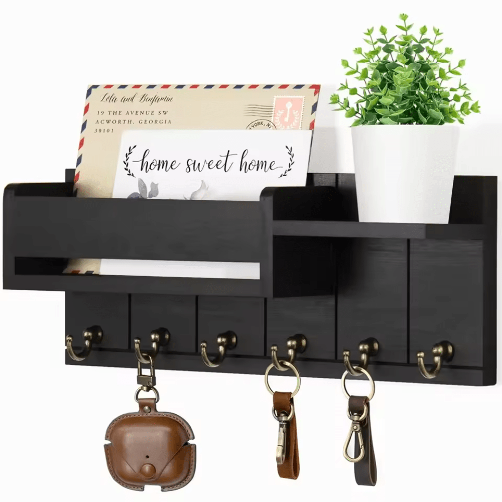 Elegant Wall Storage Solutions with Mail Slot and Hooks
