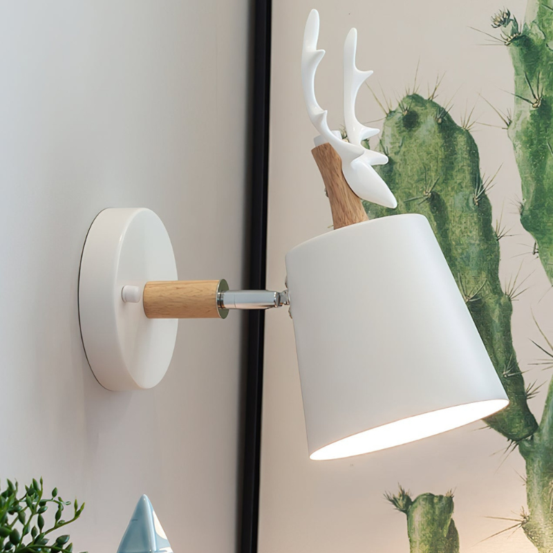 Nature-Inspired Hardwired Wall Light with Fabric Shade