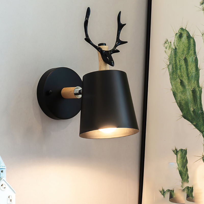 Nature-Inspired Hardwired Wall Light with Fabric Shade