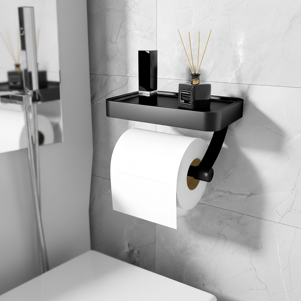 Toilet Paper Holder for Wall Installation - AeroTray Style