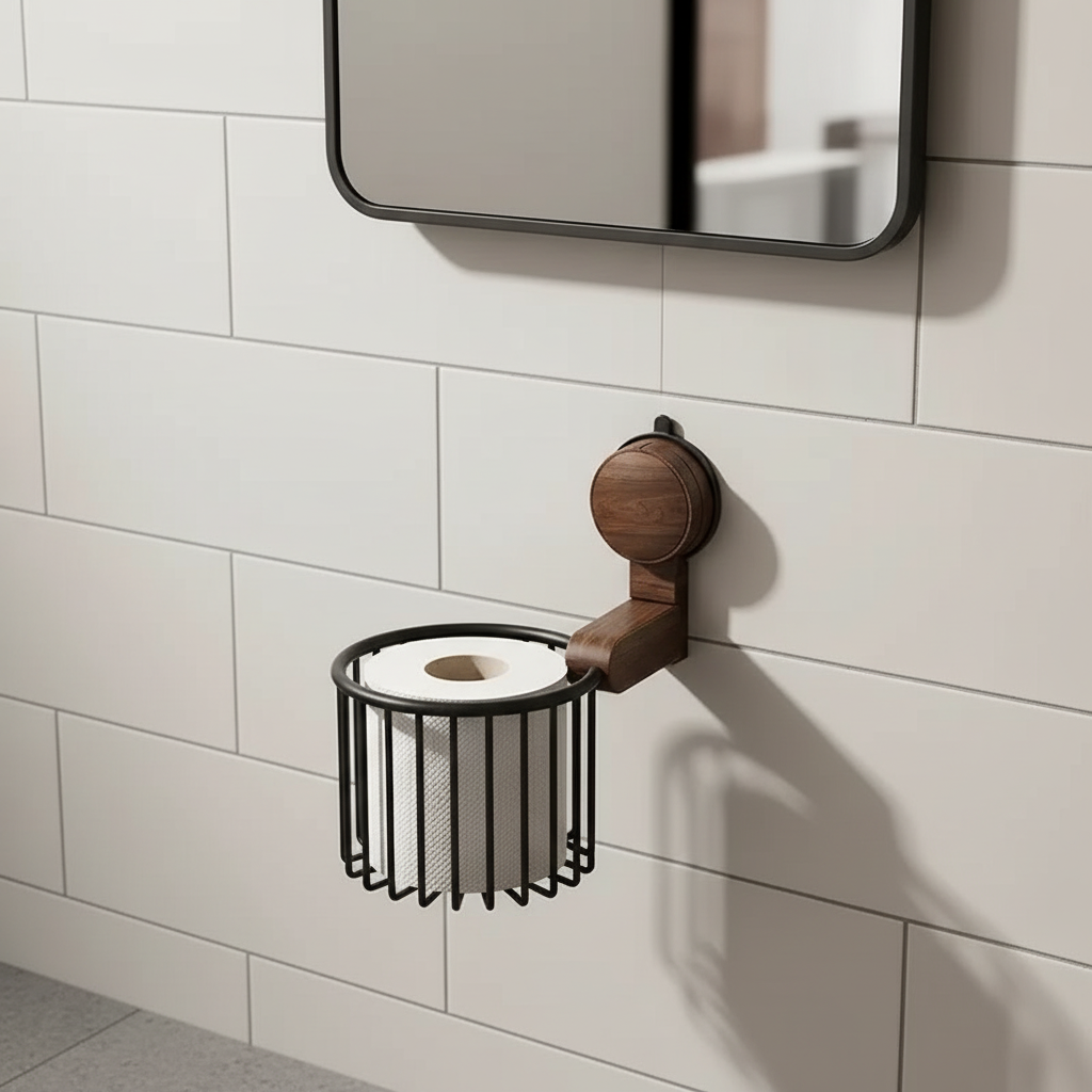 Walnut Wall-Mounted Toilet Tissue Dispenser